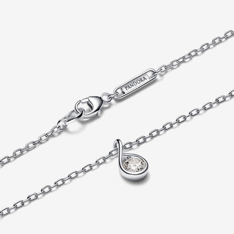 Sterling Silver Pandora Brilliance 0.25 ct tw Necklaces | UHXY85209