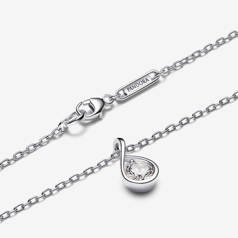 Sterling Silver Pandora Brilliance 0.50 ct tw Necklaces | CYOV74216