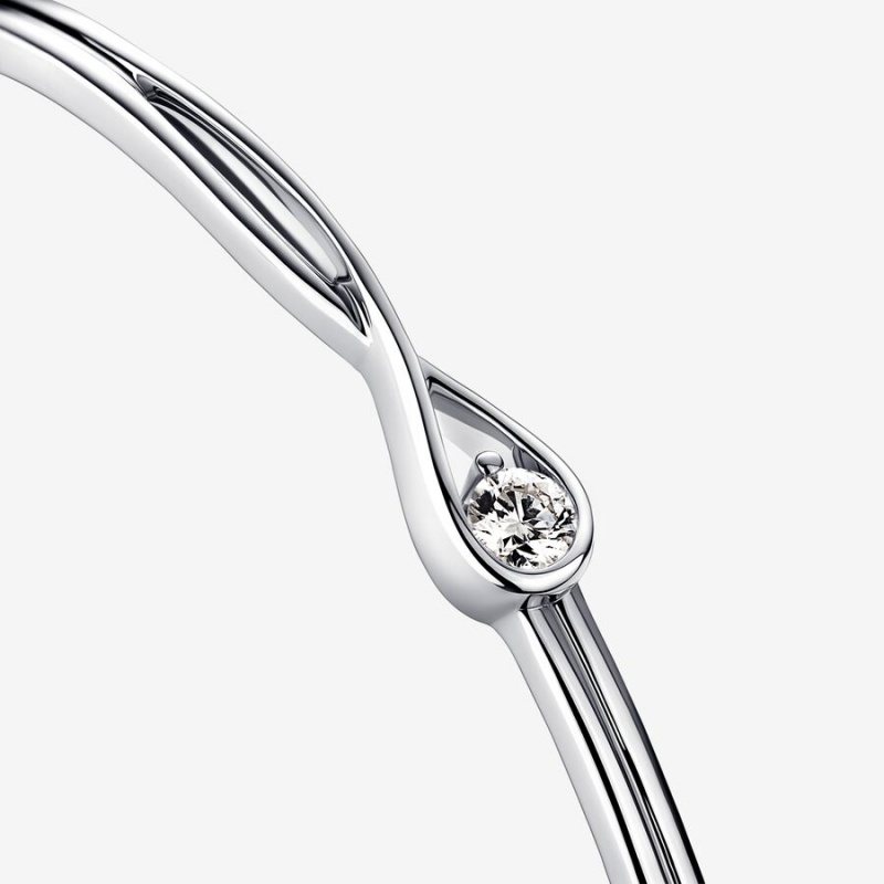 Sterling Silver Pandora Brilliance Lab-created 0.15 ct tw Diamond Bangle Bangles | TDMI61825