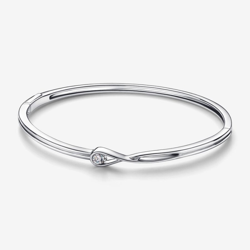 Sterling Silver Pandora Brilliance Lab-created 0.15 ct tw Diamond Bangle Bangles | TDMI61825