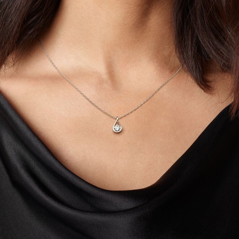 Sterling Silver Pandora Brilliance Lab-created 0.50 ct tw Diamond Lab-Created Diamond Necklaces | UOFK13697