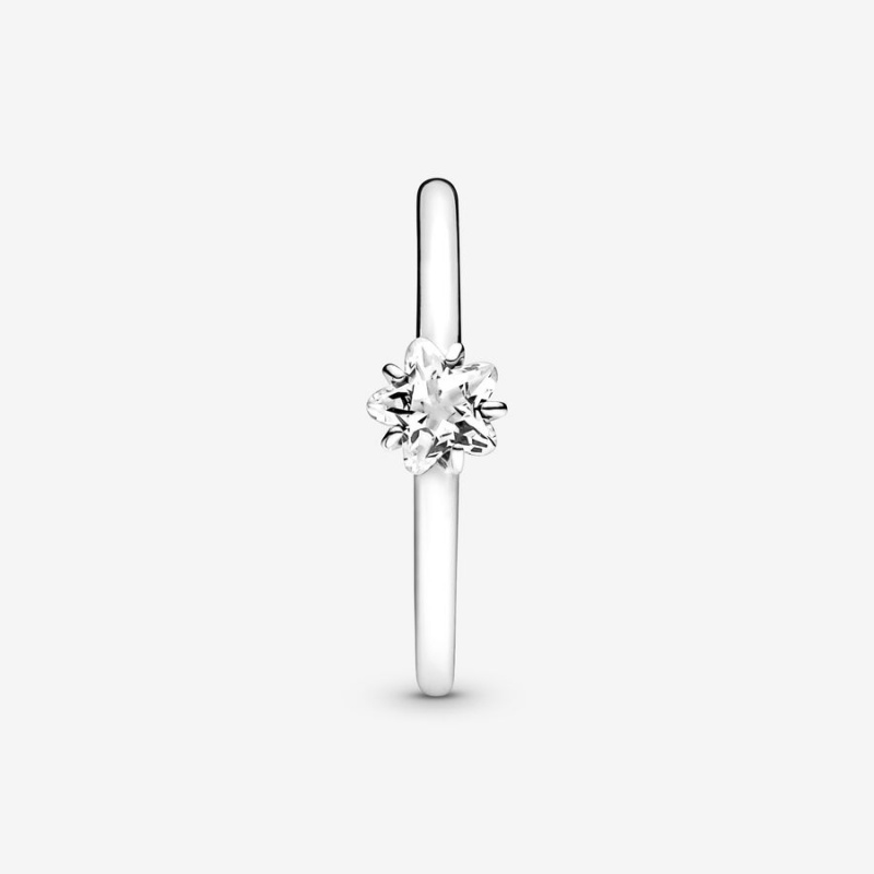 Sterling Silver Pandora Celestial Sparkling Star Solitaire Halo & Solitaire Rings | YSNF01685