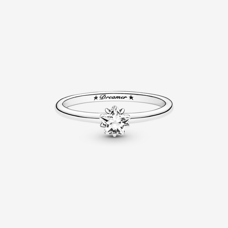 Sterling Silver Pandora Celestial Sparkling Star Solitaire Halo & Solitaire Rings | YSNF01685