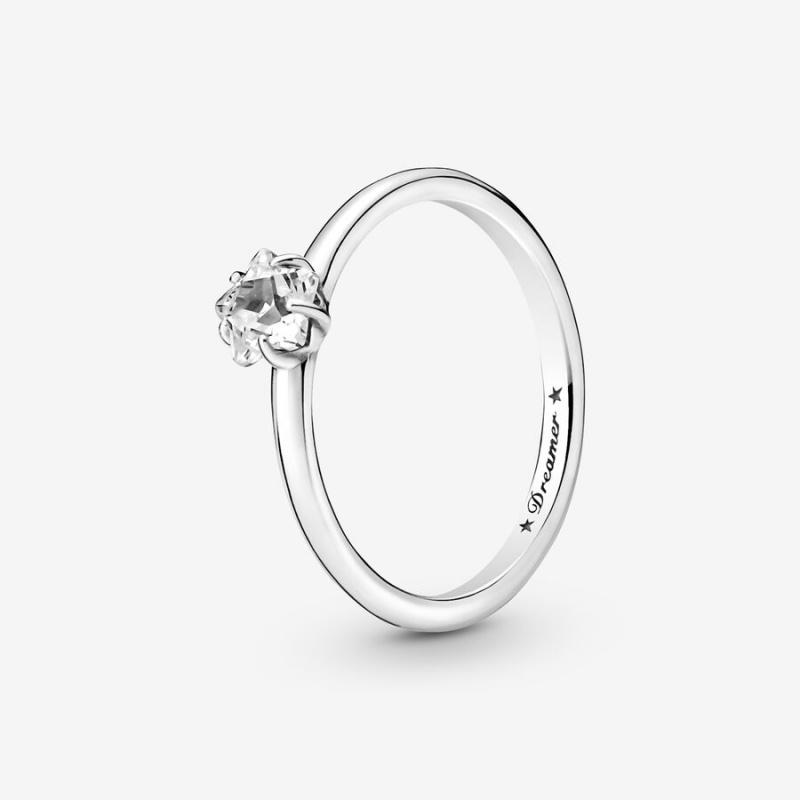 Sterling Silver Pandora Celestial Sparkling Star Solitaire Halo & Solitaire Rings | YSNF01685