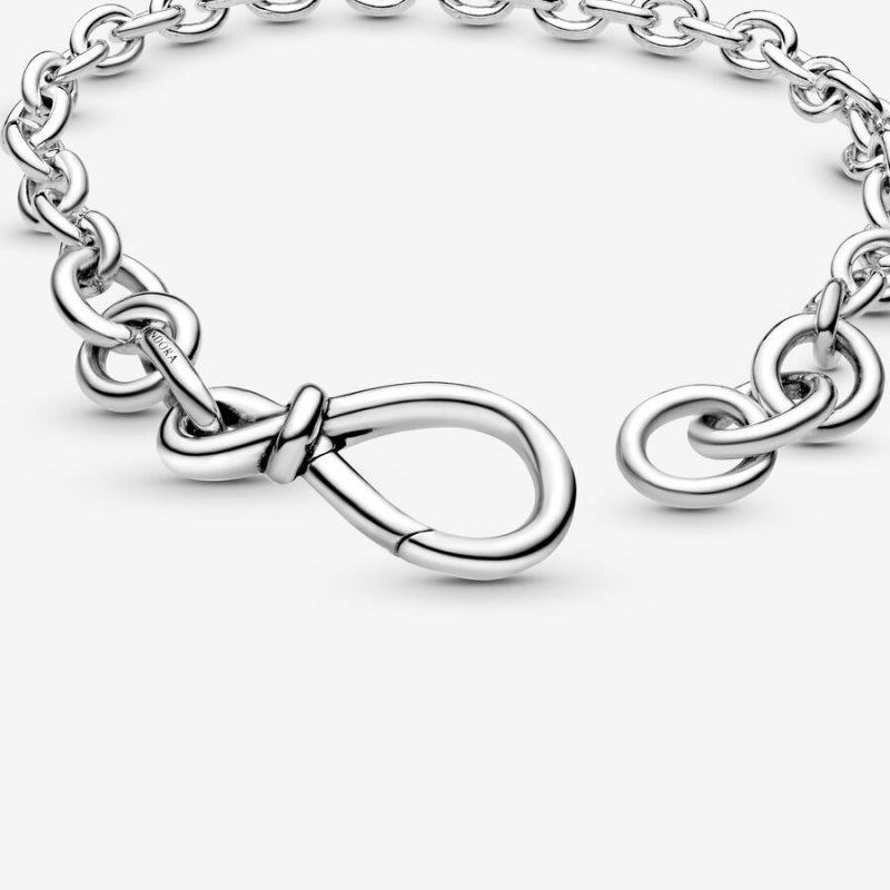 Sterling Silver Pandora Chunky Infinity Knot Non-charm Bracelets | WCFZ34196