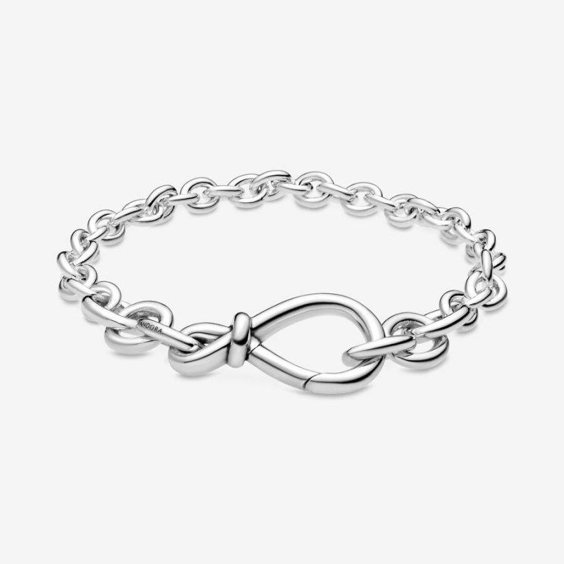 Sterling Silver Pandora Chunky Infinity Knot Non-charm Bracelets | WCFZ34196