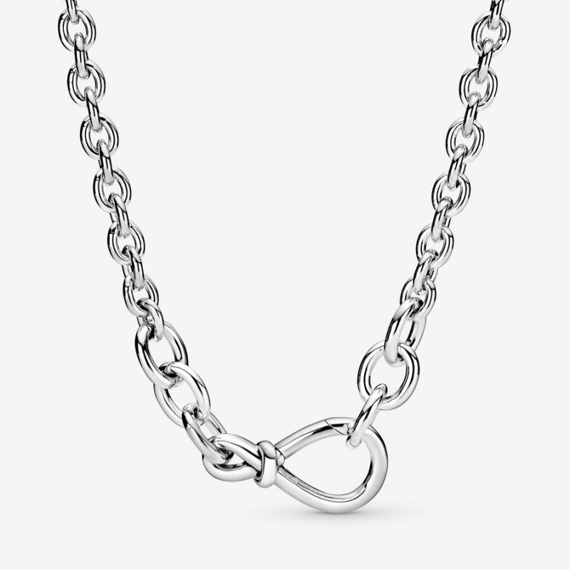 Sterling Silver Pandora Chunky Infinity Knot Pendant Necklaces | TVRQ68197