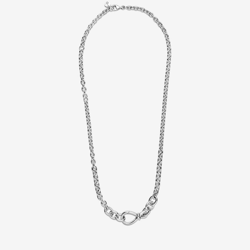 Sterling Silver Pandora Chunky Infinity Knot Pendant Necklaces | TVRQ68197