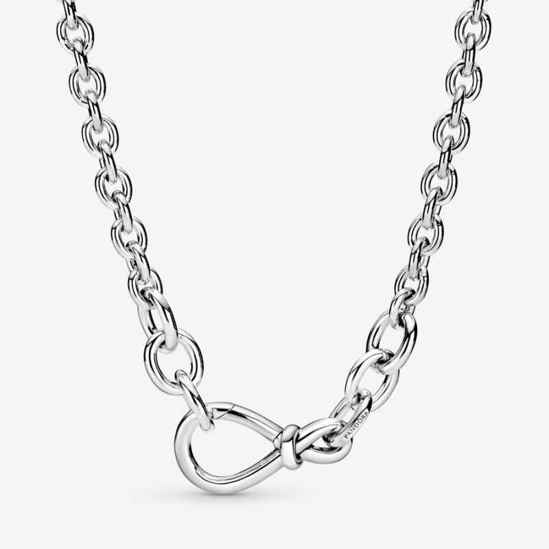 Sterling Silver Pandora Chunky Infinity Knot Pendant Necklaces | TVRQ68197