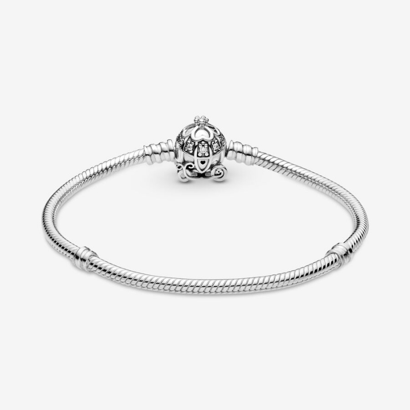 Sterling Silver Pandora Cinderella Pumpkin Coach Clasp Moments Charm Bracelets | UXFD14732