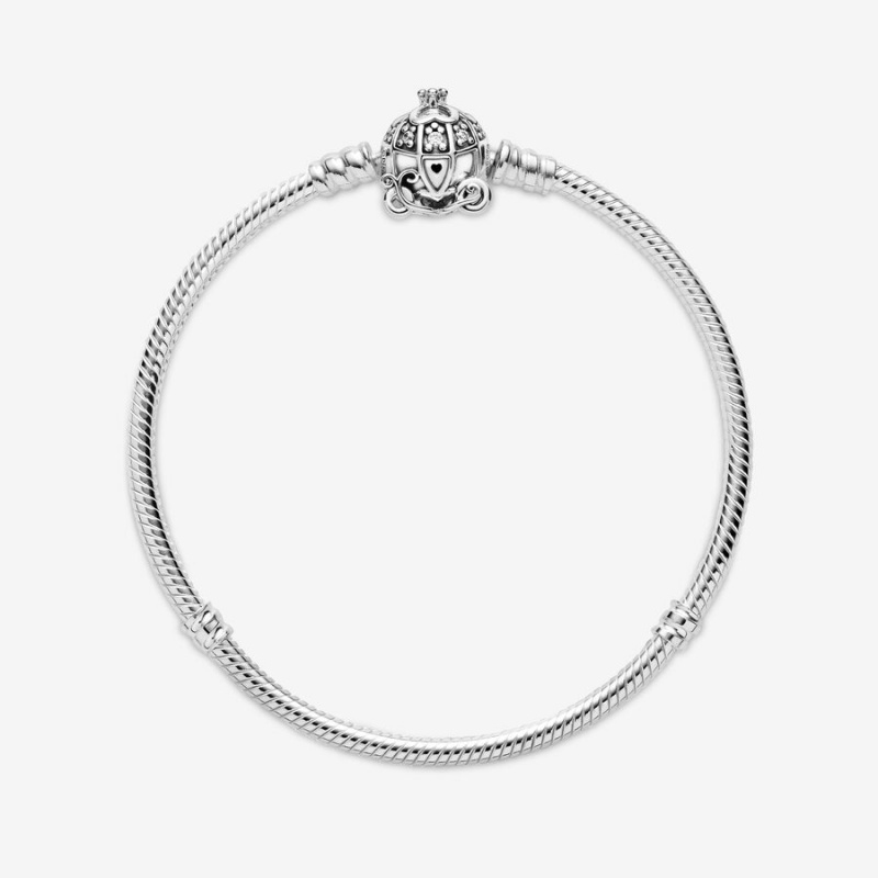 Sterling Silver Pandora Cinderella Pumpkin Coach Clasp Moments Charm Bracelets | UXFD14732