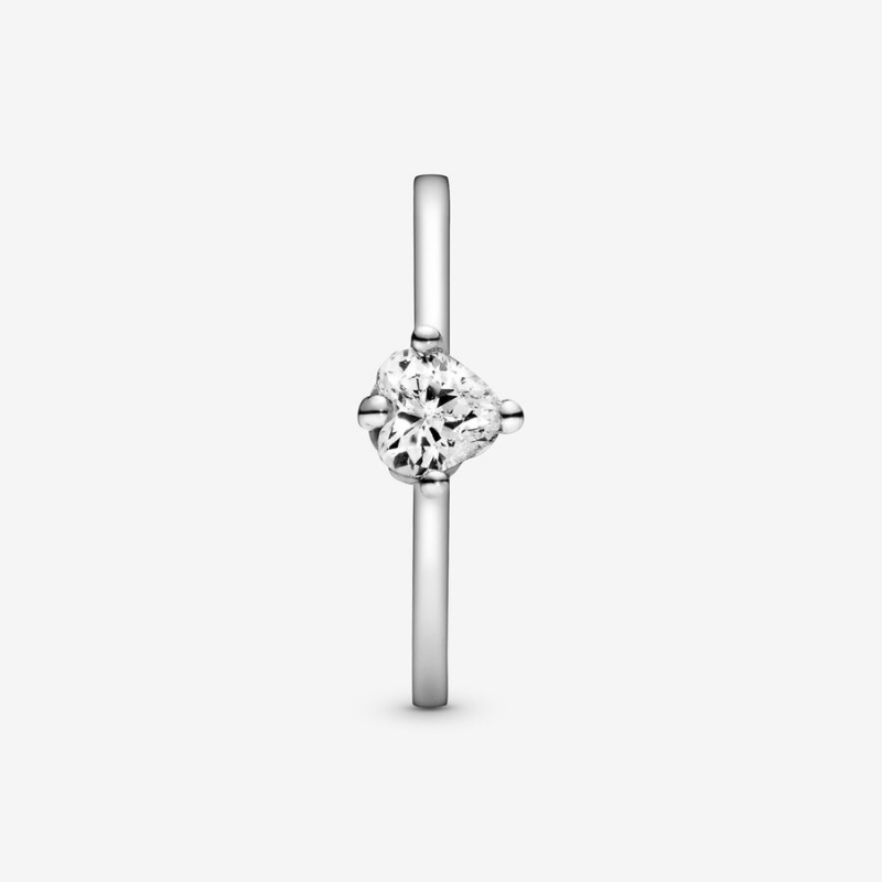 Sterling Silver Pandora Clear Solitaire Halo & Solitaire Rings | QITO78502