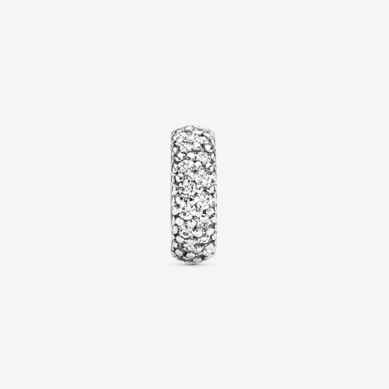 Sterling Silver Pandora Clear Sparkle Spacer Spacer Charms | LZRF70582