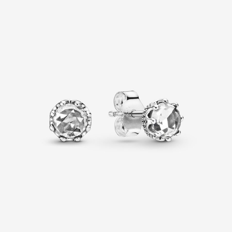 Sterling Silver Pandora Clear Sparkling Crowns Stud Earrings | NOJE79416