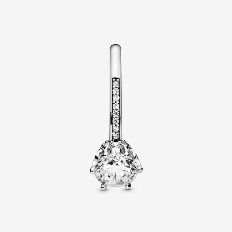 Sterling Silver Pandora Clear Sparkling Crown Solitaire Halo & Solitaire Rings | XJRN65308