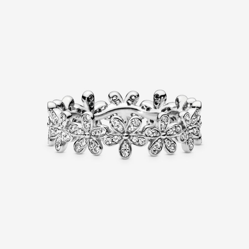 Sterling Silver Pandora Daisy Flower Band Rings | PYGB03612