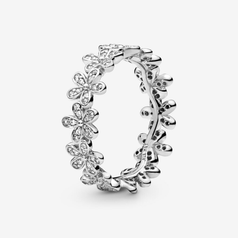 Sterling Silver Pandora Daisy Flower Band Rings | PYGB03612