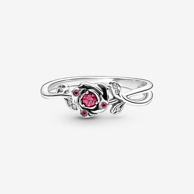 Sterling Silver Pandora Disney Beauty and the Beast Rose Pinky Rings | SGIZ70854