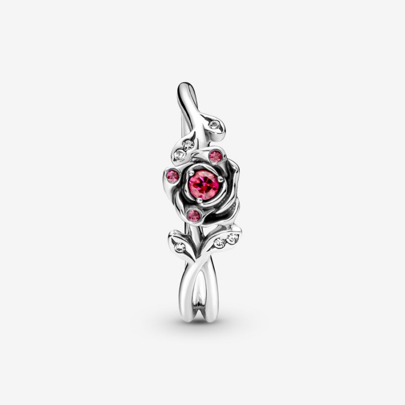 Sterling Silver Pandora Disney Beauty and the Beast Rose Pinky Rings | SGIZ70854