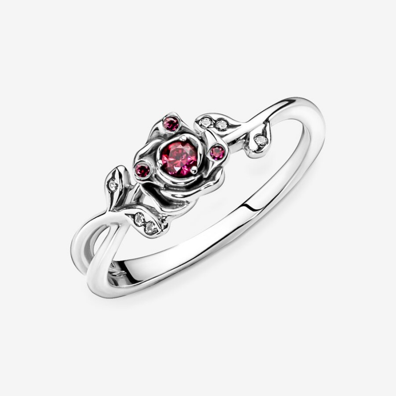 Sterling Silver Pandora Disney Beauty and the Beast Rose Pinky Rings | SGIZ70854