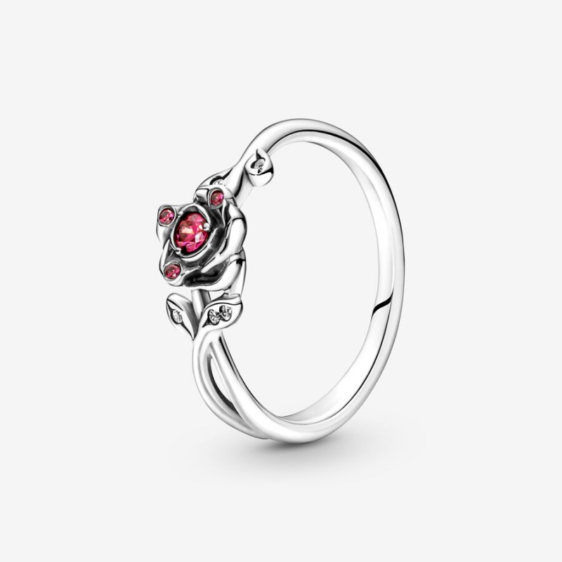 Sterling Silver Pandora Disney Beauty and the Beast Rose Pinky Rings | SGIZ70854