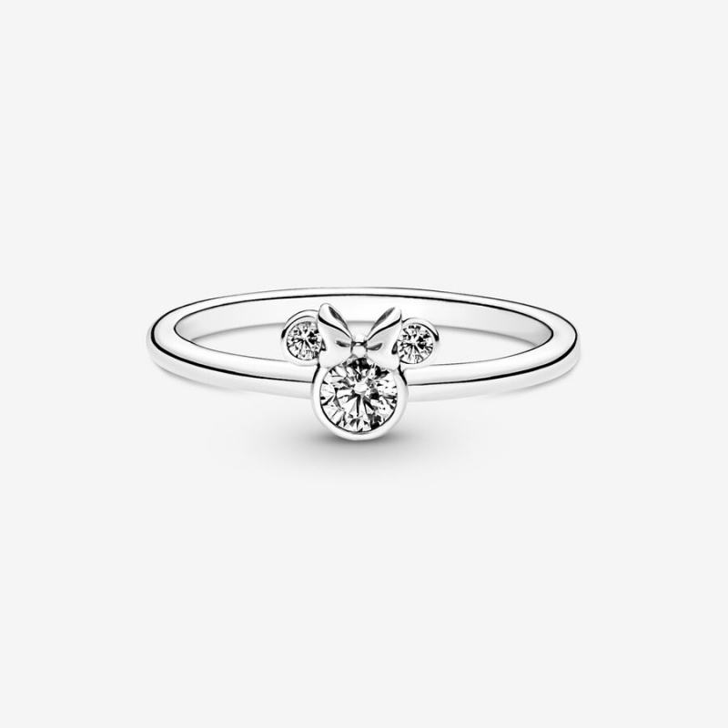 Sterling Silver Pandora Disney Minnie Mouse Sparkling Head Statement Rings | TSWX74591