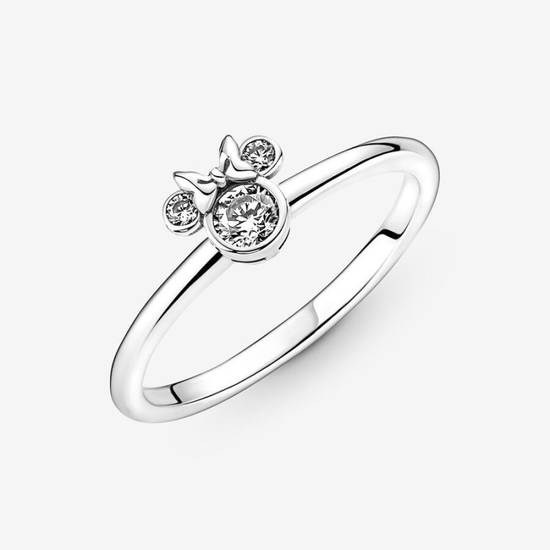 Sterling Silver Pandora Disney Minnie Mouse Sparkling Head Statement Rings | TSWX74591