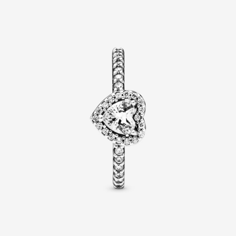 Sterling Silver Pandora Elevated Halo & Solitaire Rings | WQAY29380