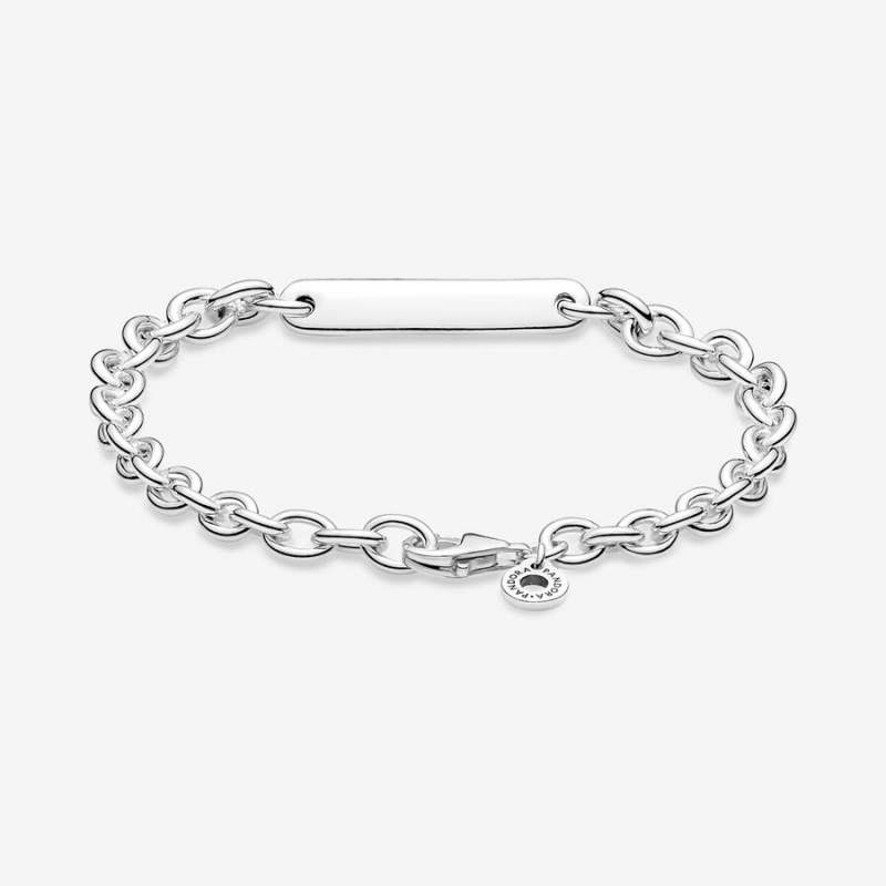 Sterling Silver Pandora Engravable Bar Link Non-charm Bracelets | FIVE63247