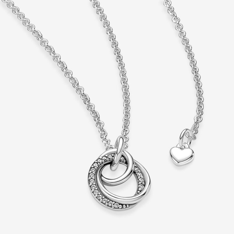 Sterling Silver Pandora Family Always Encircled Pendant Necklaces | YKVX98253