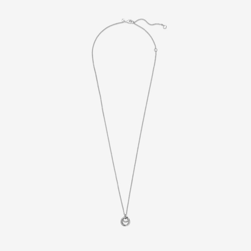 Sterling Silver Pandora Family Always Encircled Pendant Necklaces | YKVX98253