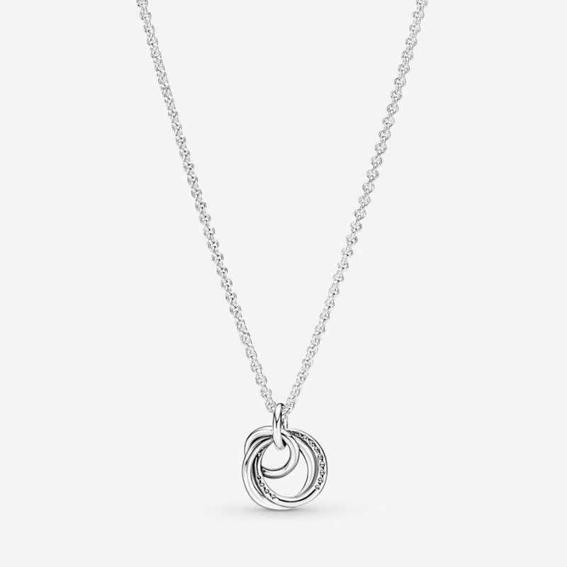 Sterling Silver Pandora Family Always Encircled Pendant Necklaces | YKVX98253