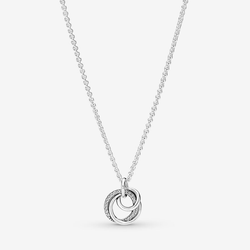 Sterling Silver Pandora Family Always Encircled Pendant Necklaces | YKVX98253