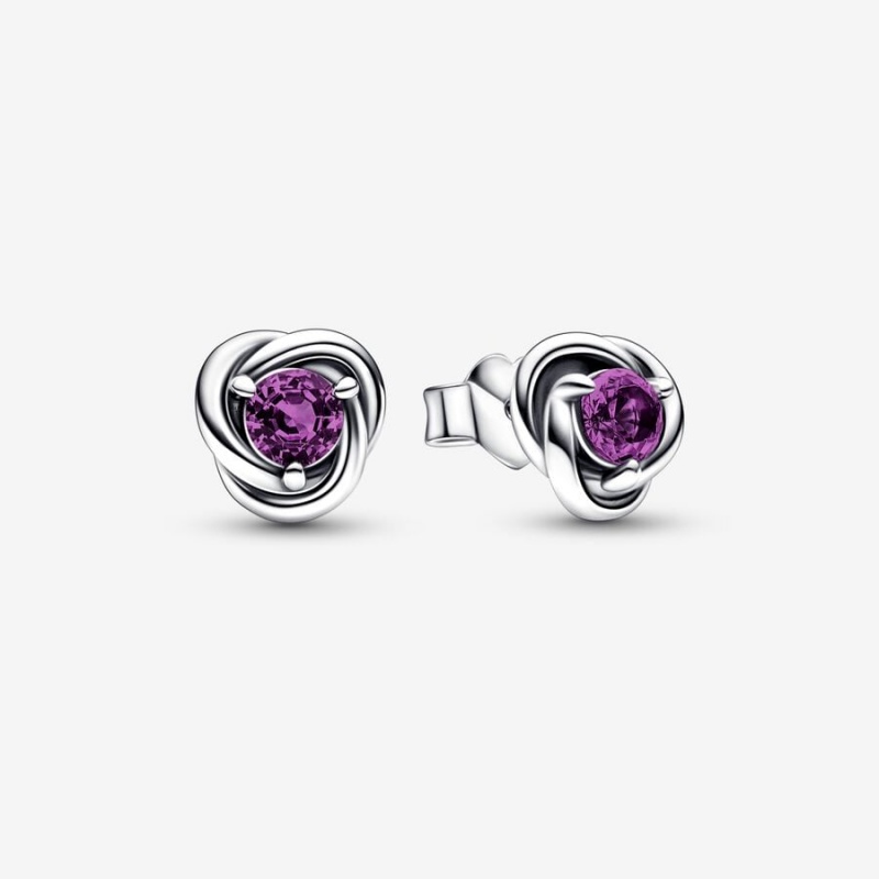 Sterling Silver Pandora February Purple Eternity Circles Stud Earrings | EAOD30249