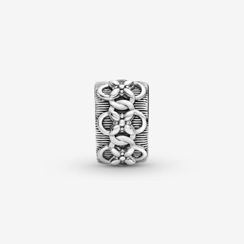 Sterling Silver Pandora Flower Pattern Clip Clips | REJV24718