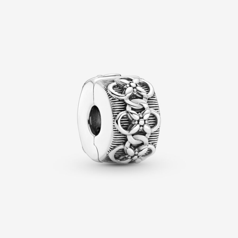 Sterling Silver Pandora Flower Pattern Clip Clips | REJV24718