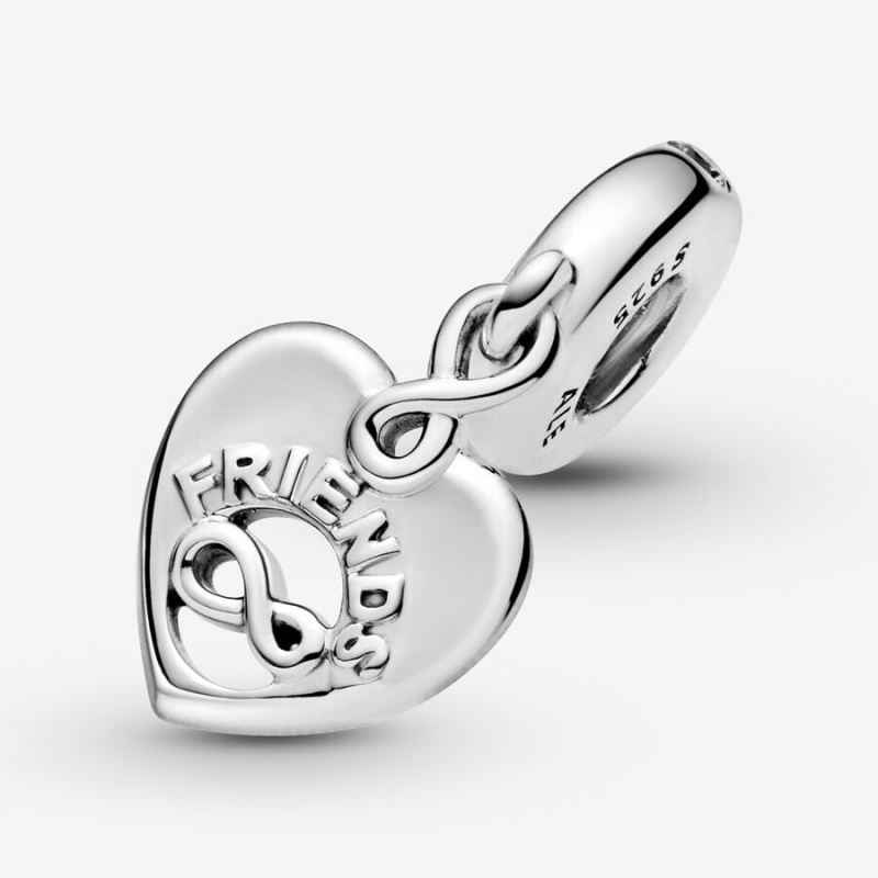 Sterling Silver Pandora Friends Forever Heart Dangle Dangle Charms | VZQL02561