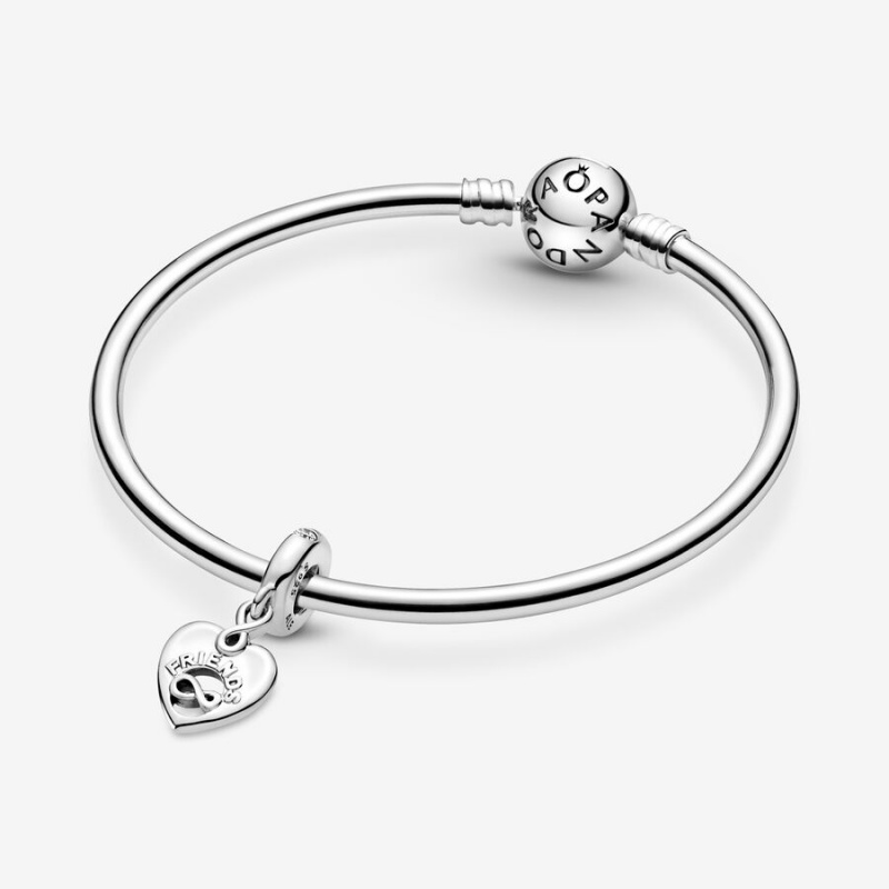 Sterling Silver Pandora Friends Forever Heart Dangle Dangle Charms | VZQL02561