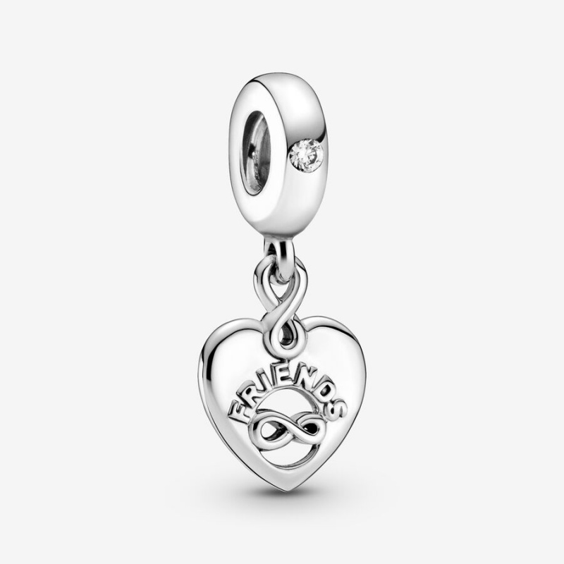 Sterling Silver Pandora Friends Forever Heart Dangle Dangle Charms | VZQL02561