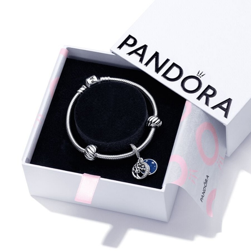 Sterling Silver Pandora Galaxy Moon Set, 19 Charm Bracelets | AZMB84932