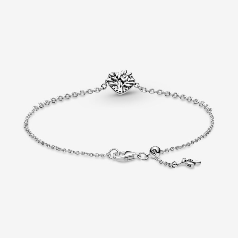 Sterling Silver Pandora Heart Family Tree Non-charm Bracelets | BQJS46752