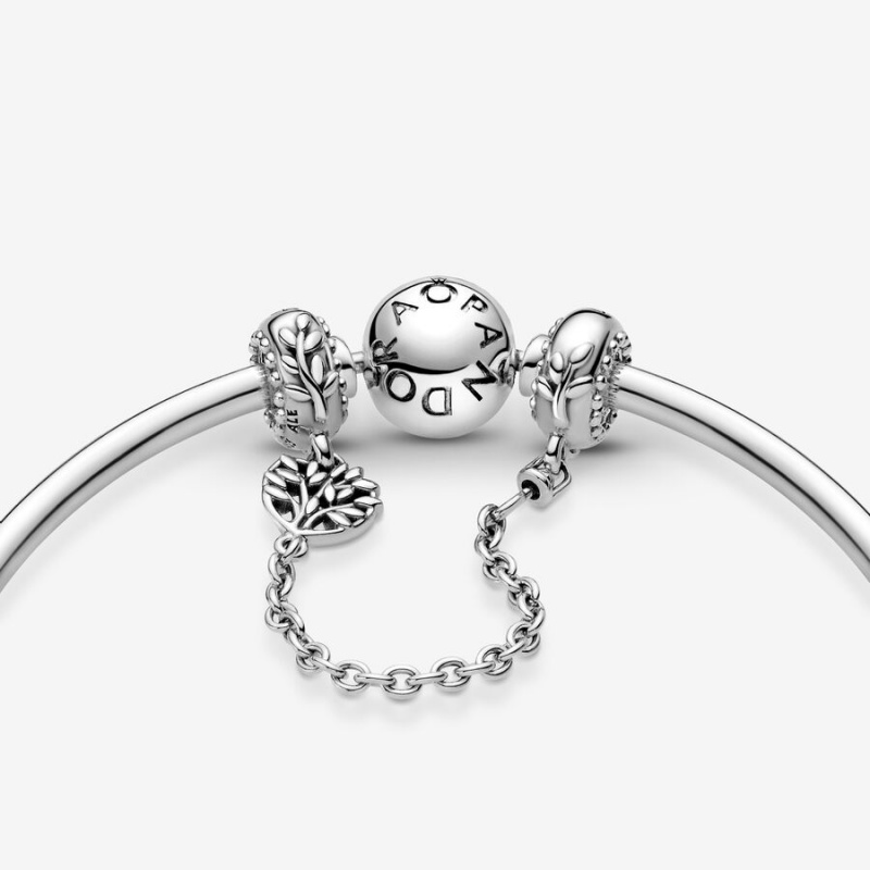 Sterling Silver Pandora Heart Family Tree Safety Safety Chains | FLGU17890