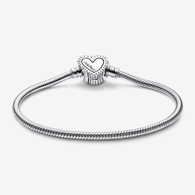 Sterling Silver Pandora Keith Haring x Moments Radiant Heart Snake Chain Bracelets | MSPU08914