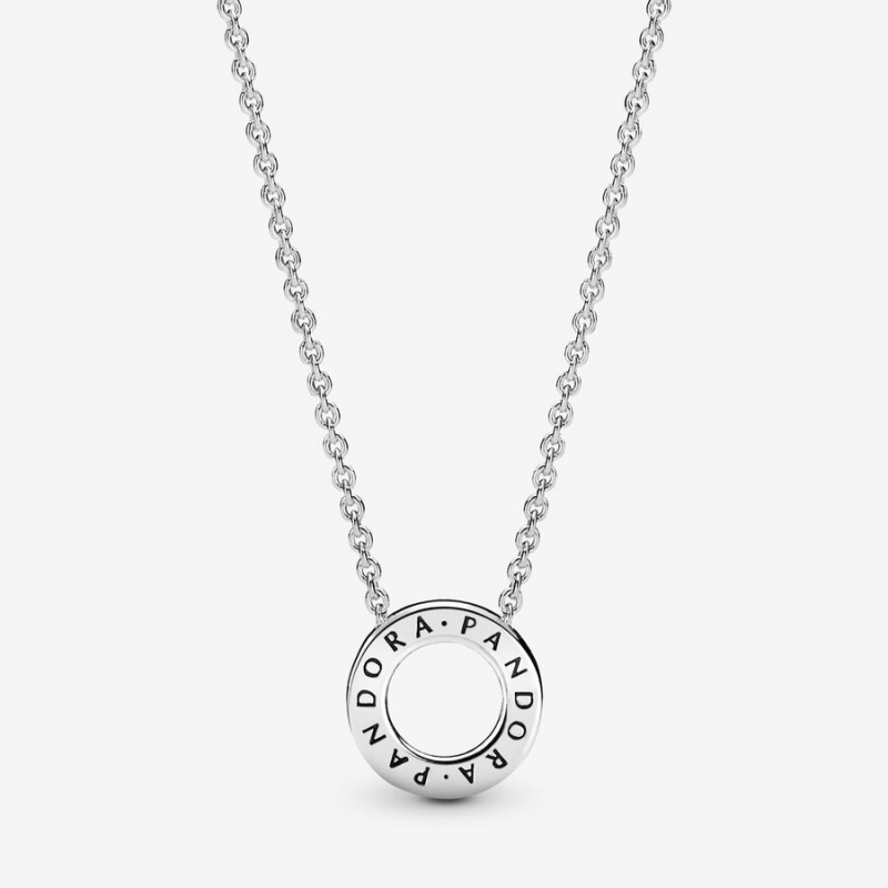 Sterling Silver Pandora Logo Pavé Circle Collier Chain Necklaces | XBVL05734