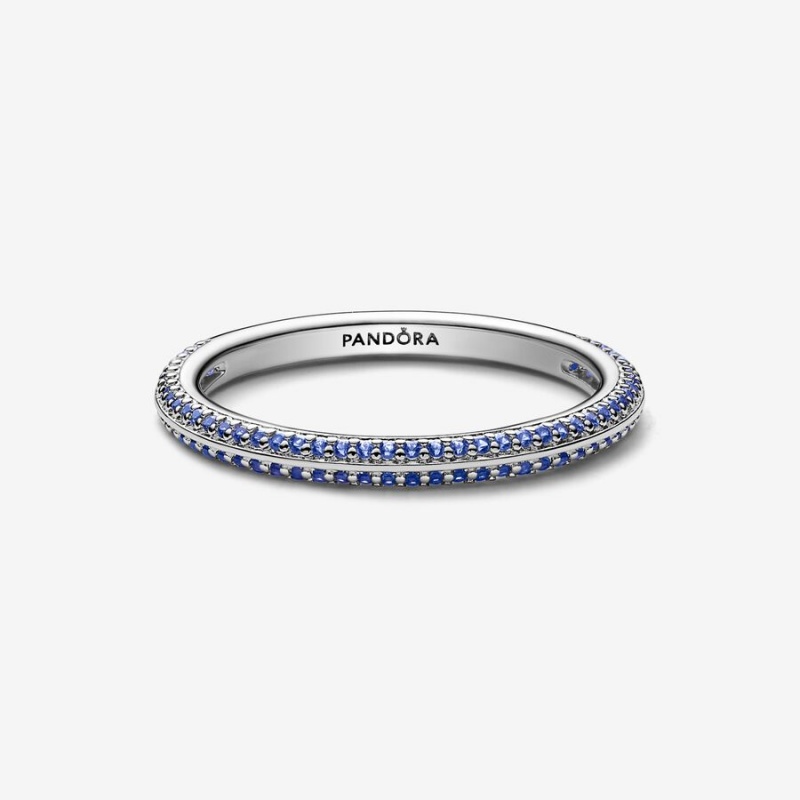 Sterling Silver Pandora ME Blue Pavé Band Rings | BJOX52160