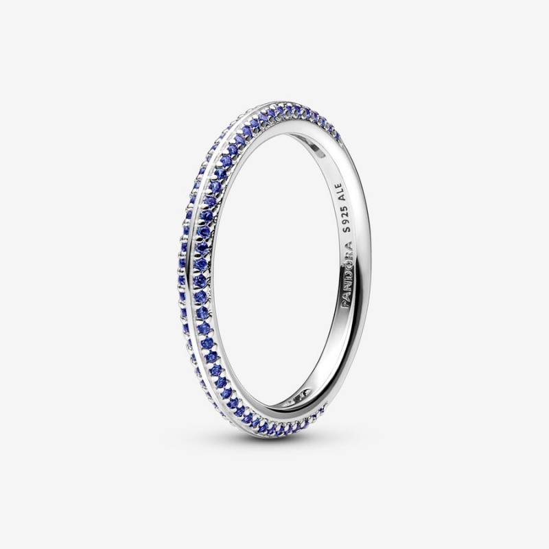 Sterling Silver Pandora ME Blue Pavé Band Rings | BJOX52160