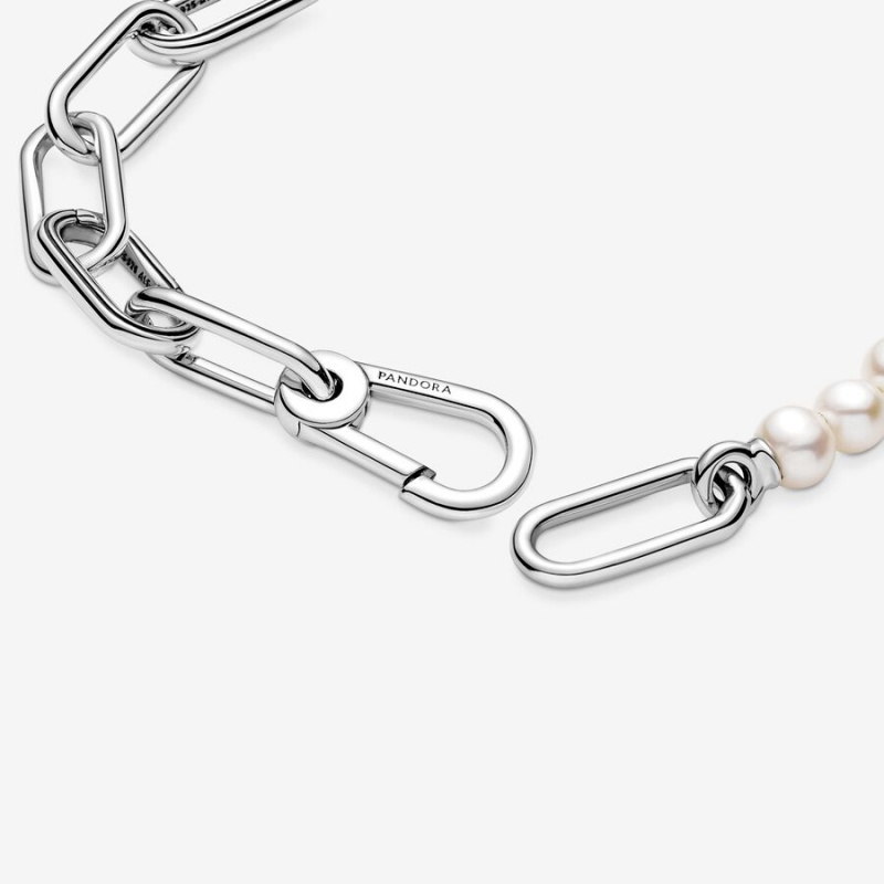 Sterling Silver Pandora ME Treated Freshwater Cultured Pearl Link Bracelets | OZLB05982