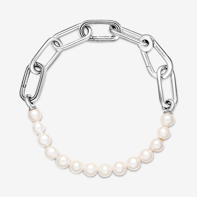 Sterling Silver Pandora ME Treated Freshwater Cultured Pearl Link Bracelets | OZLB05982