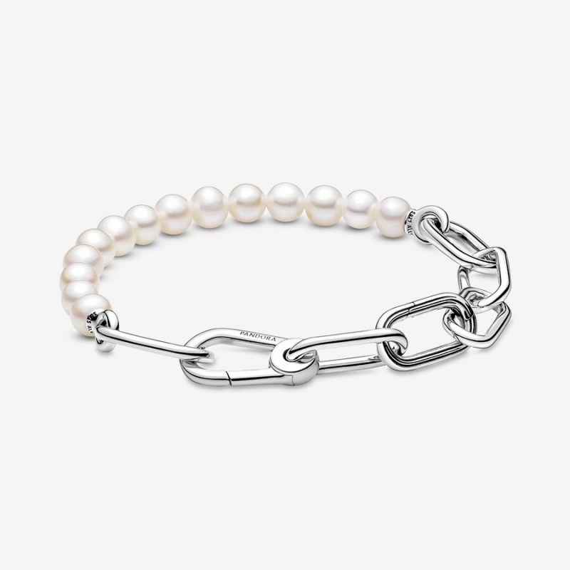 Sterling Silver Pandora ME Treated Freshwater Cultured Pearl Link Bracelets | OZLB05982