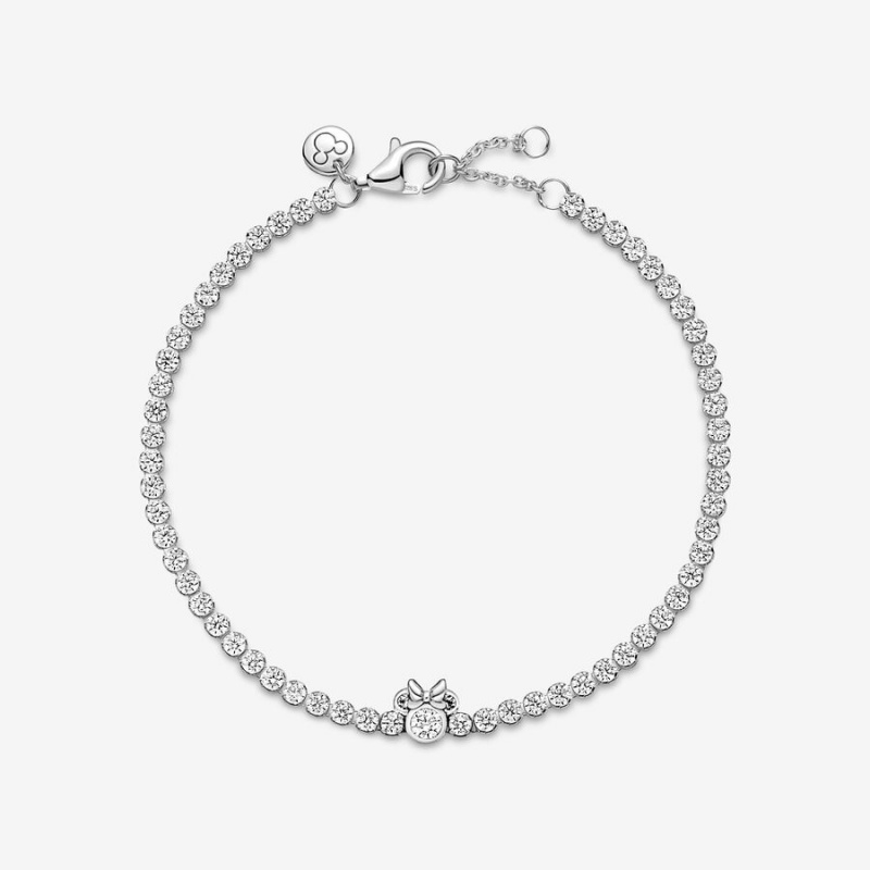 Sterling Silver Pandora Minnie Mouse Tennis Chain Bracelets | CBUF01869